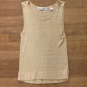 Valerie Stevens Petites women's cream gold rayon tank top shirt size PS  B14